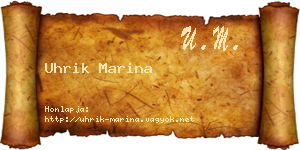 Uhrik Marina névjegykártya